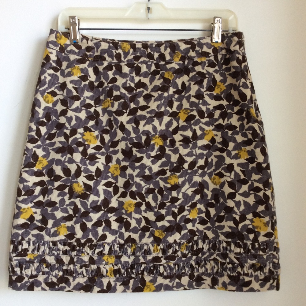 Boden Corduroy Mini Skirt Pencil A-Line Leaves Ruched Size 8 Fall
